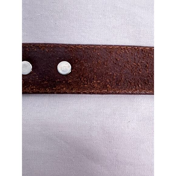 Vintage Canterbury Belt Brown Leather Silver Tone Medallion Western Rodeo Boho - Picture 7 of 8